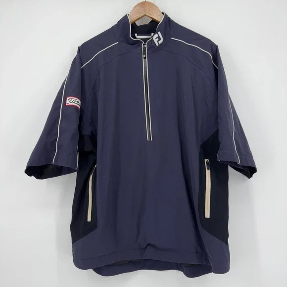 FootJoy DryJoys‎ Large Titleist Tour Waterproof Navy Blue Golf Pullover Jacket - Picture 2 of 8